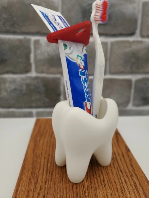 Diş Fırçası Sıkma Aparatı Hediyeli Beyaz Diş Şeklinde Diş Fırçası Diş Macunu Kutusu